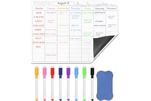 CEXOVO ﻿Magnetyczny Planista Tygodniowy Zestaw Kalendarza Suchościeralnego Wodoodporna Tablica Magnetyczna na Lodówkę Tygodniowy Planer Posiłków lub Lista do Organizacji,Planowania Menu,do Listy Rzeczy