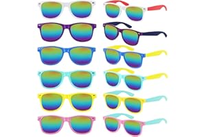 SULOLI 6 Stück Sonnenbrillen Set,Bunte Neon Party Brillen,Vintage Sonnenbrillen Set für Kinder Mädchen Jungen Damen Herren