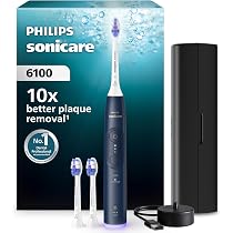 Philips Sonicare 6100 Elektrische Schallzahnbürste – Mit 2 Putzmodi, 3 Intensitätsstufen, Andruckkontrolle, Reiseetui & 3 Bürstenköpfen