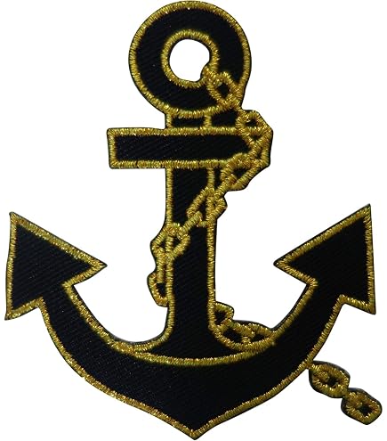 ELLU Toppa Termoadesiva Ricamata Ancora Nave - 6,5x7,2 Cm - Applicazione A Ferro O Cucito Per Abbigliamento E Accessori