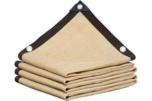SSFMSF Taux D'Ombrage De 85% - 95% Filet Anti Chaleur, Filet Anti Feuille Piscine Filets D'Ombrage avec Oeillets, pour Jardin De Balcon De Garage De Ferme. (Beige 12-Pin / 4m * 4m / 13.1ft * 13.1ft)