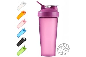 TOCED Protein Shaker Bottle 600ml, Secure Leakproof Protein Shake Mixer Bottle, Steel Mixing Ball For Lump Free Smooth Shake, Easy To Clean, BPA Free, Dishwasher Safe for Gym & Sports Shaker Bottle (Purple)