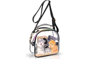 PAT JUUMG Cat Clear Crossbody Bag Stadium Approved, Clear Tote Bag for Women Adjustable Strap Transparent Messenger Shoulder Bag for Concert, Travel, cat gifts for cat lovers funny make up bags for women girls