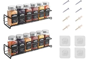 LXUDN 2-Teiliges Set Gewürzregal Wand Ohne Bohren, 29×8×6CM Schwarz Gewürzregal Hängend Ohne Bohren Schranktür, Metall Gewürzstände als Küchenschrank Organizer Küchenregal Wand