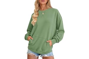 AUSELILY Damen Sweatshirt Oversized Pullover Locker Langarmshirt Rundhals Oberteile mit Taschen für Herbst Winter