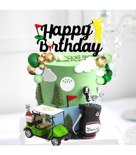 Golf-Kuchenaufsatz Geburtstagsdekoration – Mit Wagenflagge & Golfball Für Golfer-Party