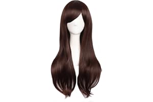 MapofBeauty 70 cm Dama Side Grzywka Naturalny Tom Dugo Krcone ladny Cosplay Peruki (Ciemny Brzowy)