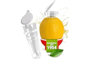 Patent-Safti Juicer I The Original Juice Pourer for Lemons, Orange etc. 3 pcs Yellow Easier than any juicer I BPA free, 3 x yellow.