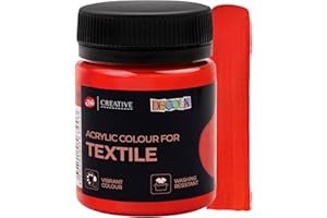 Decola - Klassische Rote Textilfarbe 50ml | Hochpigmentierte Textilfarben Waschmaschinenfest | Hergestellt von Neva Palette