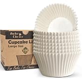 100 Pieces Large Paper Cupcake Moulds, Bottom Diameter 6.5 cm, Unbleached | Grease Resistant Parchment Paper, Cupcake Wrappin