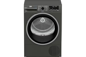 Beko B3T22491M Wäschetrockner Serie b300, 8 kg, Frontlader, Wärmepumpentrockner, 15 Programme, Sensortrocknung, Dampffunktion, Silent-Programm, Allergikergeeignet, Säulenfähig, Manhattan Gray