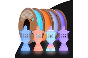 ERYONE Filament PLA Glow in the Dark 1,75 mm, filament do drukarek 3D, 250 g, szpule w 4 kolorach, wielokolorowy/fioletowy/pomarańczowy, czerwony/niebieski