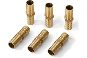 JESUSTREE Raccordo Portagomma in Ottone, Raccordi per Tubi Diritti, 6 pezzi 14 mm (0,55in), Raccordos per Tubo Flessibile con Ugello a 2 Vie per Gas Acqua Carburante Diesel Olio
