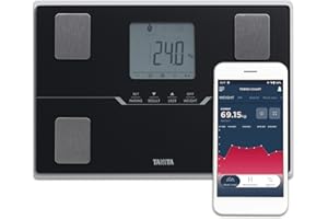 TANITA BC-401 Báscula inteligente de composición corporal familiar compacta negra con aplicación para seguimiento de la aptitud física
