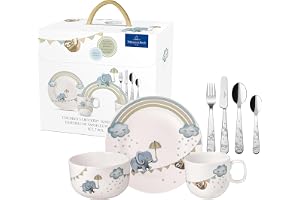Villeroy & Boch - Boho kids "Walk like an elephant" Barnservis set 7 delar, Barnservis i porslin och rostfritt stål, Servis s