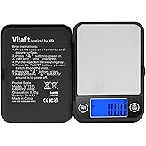 Vitafit Tascabile Digitale 500g/0,01g con Tara e Calibrazione Alimenti Pesa Bilance, Mini Bilancia di Precisione Digitale per