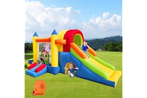 Baralir Inflatable Bouncy Castle, 8 in 1 Large Bounce House with Blower for Kids and Toddlers, Outdoor Indoor Backyard Inflatable Bouncers with Two Slides