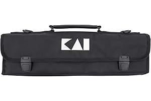 KAI Shun Premium piccola borsa per coltelli per 4 coltelli grandi e 3 piccoli, dimensioni aperta 46 x 47 cm, chiusa 46 x 16 x 7 cm - borsa per coltelli da cucina