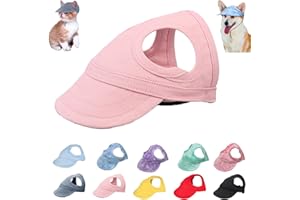 ARGUMUB Outdoor Sun Protection Hood for Dogs, Dog Summer Baseball Cap Adjustable with Ear Holes Medium Small Pets Hat (Pink, S)