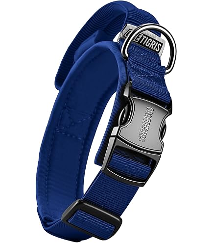 OneTigris Hondenhalsband voor kleine honden, tactische hondenhalsband met handvat, zacht gevoerd, breed met kunststof gesp en ring van aluminiumlegering, roze, XS (25-33 cm