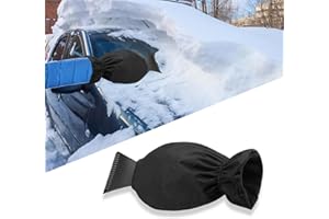 Huiguli Raschietto Vetro Auto con Guanto, Sbrinatore para Brezza Auto, Ghiaccio Auto Professionale Incontra Il Miglior Raschietto Ghiaccio Auto Guanto, qualità Elevata (Nero)