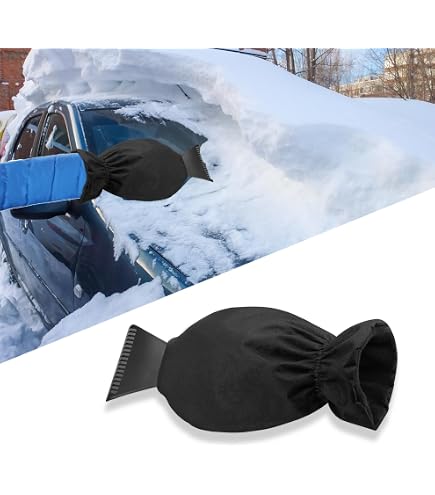 Set Raschietto Per Ghiaccio 2 In 1 Con Guanto Imbottito - Per Rimuovere Ghiaccio E Neve Dall'Auto, Impermeabile E Pratico