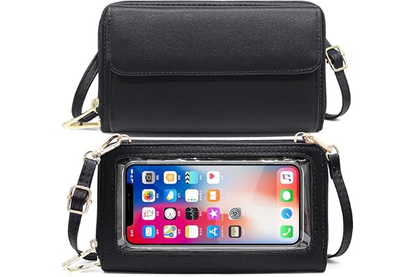 HNOOM Mobiltelefonväska för upphängning, damer, handväska, pekskärm, mobilväska med plånbok, RFID-skydd, , plånbok, axelväska, damer, liten crossbody-axelväska, passar under