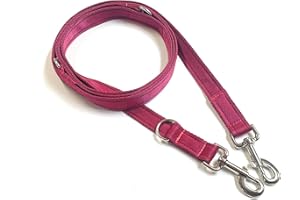 CHURCH PRODUCTS UK 25mm Police Style Dog Training Leads Obedience Control Leash Multi-Functional Double Ended In Cushioned Webbing (Burgundy, 8ft (2.4m) Long)