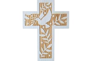 Kaltner Präsente - Crucifijo de madera de abeto con paloma de 24 cm, para la pared, ideal como regalo, diseño moderno fabricado en Val Gardena en el Tirol del Sur