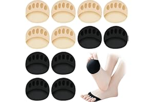 LEIKEDUN 6 Paar Vorfußpolster, Ballenpolster Vorfuß, Forefoot Pad, Damen Toe Socks Invisible Baumwolle Zehenkappe Vorfußpolster Schwarz Beige, Weich Mittelfußpolster zur Schmerz und Druckentlastung