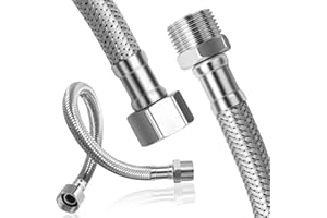 XIANGLONGY 2 Stück 304 Edelstahl Flexschlauch 3/8, 30 cm Panzerschlauch 3/8 Zoll Überwurf und Außengewinde, Armaturenschlauch für Wasserhahn Eckventil Wassererhitzer