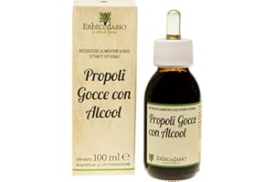 Propoli Gocce Con Alcool Erbecedario, Soluzione Idroalcolica Propoli, Estratto di Propoli per Il Benessere di Gola, Voce E Cavo Orale, Rinforza l’Organismo, 1 Flacone 100 ml
