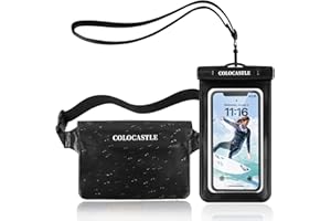 COLOCASTLE Pochette Etanche Smartphone, Sac Etanche Telephone Portable Etui Pochette Imperméable avec Sangle Réglable, IPX8 Plage Accessoire pour Nage Pêche Kayak Natation Rafting Surf
