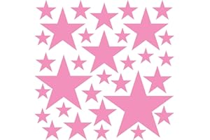 PREMYO 32 Estrellas Pegatinas Pared Infantil - Vinilos Decorativos Habitación Bebé Niña - Fácil de Poner Rosa