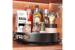 Kitstorack Lazy Susan Plato Giratorio de 360° Especiero Giratorio,Organizador Cocina Giratorio de Acero para Nevera,Cocina, Salón, Dormitorio,Plato Giratorio Organizador Especias,25.4Dx25.4Wx5H CM