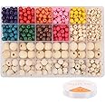 Grab Mantra 350 Wooden Beads Set, 6x7mm Multicolor, 10 Vibrant Colors for DIY Jewelry, Bracelet Making & Craft Projects - Ideal Wooden Beads Kit for Creative Art Lovers (Colored Wooden Beads)
