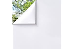 Lifetree White Blackout Window Film 100% Light Blocking Room Darkening Total Blackout Privacy Non-Adhesive Glass Film No Glue Reduce Heat Anti UV for Baby Room Day Sleeping (White, 44.5 * 200cm)