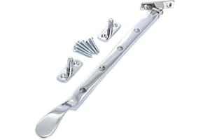 White Hinge Polished Chrome 10"/250mm Window Casement Stay - Victorian Style Handle Pull/Lock Catch