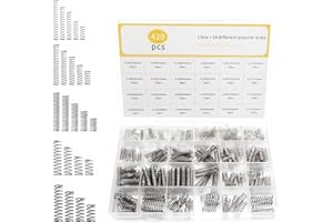 LANZLC Lot de 420 ressorts de compression en acier inoxydable - Longueur : 10 mm, 15 mm, 20 mm, 30 mm - Diamètre : 5 mm, 6 mm, 7 mm - Ressort hélicoïdal pour réparation quotidienne et bricolage