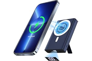 LULULOOK Wireless Power Bank, 10000mAh Faltbarer Magnetisch Kabelloses Powerbank PD 22.5W Typ-C Schnellladen mit Kabel, Mini Akkupack Kompatibel mit iPhone 15/14/13/12 Pro/Pro Max/Plus/Mini (Blau)