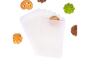 Quotidian Mini Plano Medio Papel Kraft a Prueba de Grasa Bolsas 4" x 6" (10 x 15,2cm) Paquete de 100 - Panadería Galletas Caramelos Postre Chocolate