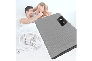 HUNAIGEE Erdungsbettlaken Erdungslaken Erdungsmatte mit EU Erdungskabel Spannbettlaken Baumwolle Silberfase Erdungsblech für besseren Schlaf 68x132cm Grau