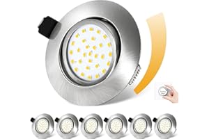 Dexnump Spot LED Encastrable Dimmable, Spots de Plafond 230V, 5W 600LM Spot Encastré Equivalente de 50W, Ultra Plat de 25mm, Spots LED IP44 pour Salle de Bain Chambre, Lot de 6 (Argent, 4500K)