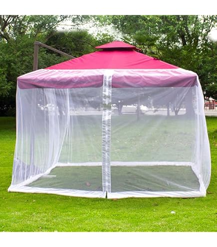 Zanzariera Per Ombrellone 3x3m - Con Porta A Cerniera E Base Antivento - Foto 8