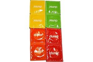 Lot de 16 préservatifs assortis DUREX Pleasurefruits ❤ Panier Gourmand TUTTI FRUTTI ❤ Colorés & Parfumés : Orange - Banane - Fraise - Pomme verte