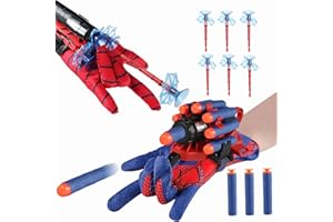 Ryfpdml 2 Set Spider Launcher Gloves Toy, Spider Web Shooter Launcher Wrist Toy Set with Darts and 2 Spider Gloves Costume Cosplay Gift for Kids (B)
