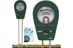 MIILLPOP Medidor de Suelo, 3 en 1 Medidor de Humedad/Fertilidad/pH del Suelo, Medidor Humedad Plantas Multifuncional, para Exterior y Interior Jardín Césped Granja, con Instrucciones(No se Necesitan Baterías)