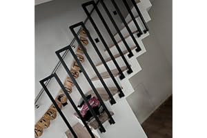 COZYKIMO Poręcz schodowa w kształcie litery U, do wewnątrz, czarna, poręcz do schodów na zewnątrz, poręcz schodowa 35-110 cm, poręcz schodowa z kutego żelaza, montaż boczny (czarna, B, 100 cm)