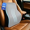 Sleepsia Back Support for Chair | 1 Year Warranty | Memory Foam Car Seat Back Support for Office Chair, Memory Foam Pillow, Orthopedic Lumbar Support Back Rest for Back Pain Relief (Grey/Black)