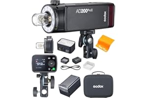 GODOX AD200Pro ll Pocket Flash TTL 2.4G 200Ws 1/8000s HSS 1/512 Versión de Actualización de Potencia Completa con Dos Cabezales Luz Indicadora de Grupo de Colores Pocket Flash para Cámara C N S O P F